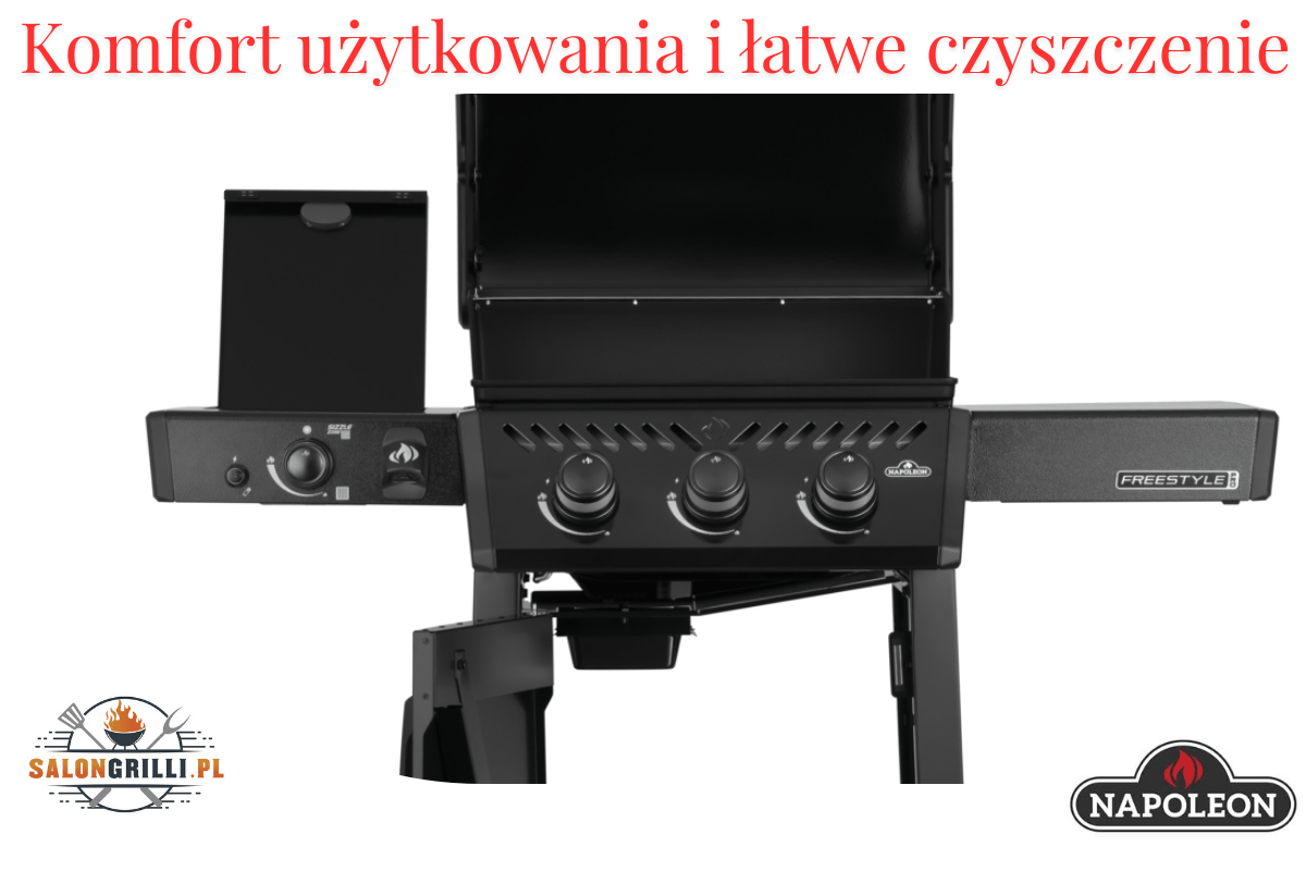 SalonGrilli_pl Napoleon Freestyle 365 DSIBK PRO Komfort użytkowania i łatwe czyszczenie - opracowanie SalonGrilli
