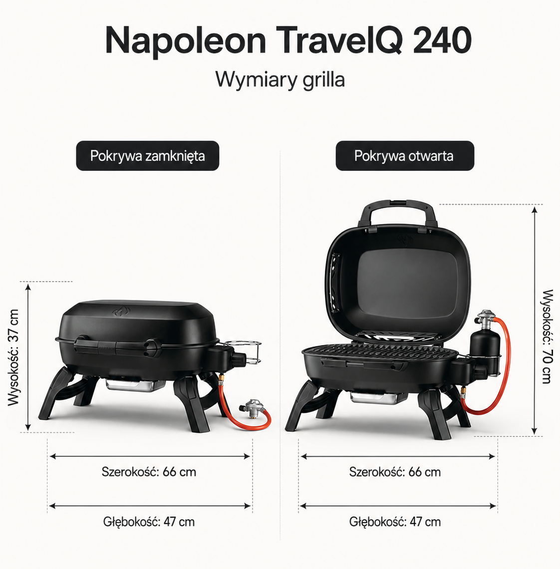 Żeliwny ruszt WAVE w grillu Napoleon TravelQ 240 do grillowania burgerów, mięsa i warzyw