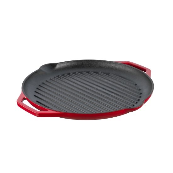 Grand Feu Żeliwna patelania 34cm czerwona (FRYP34R)