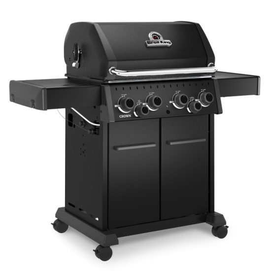 Broil King Grill gazowy Crown 490 Shadow z kuchenką boczną i palnikiem rożna + zestaw rożna obrotowego (865183PL)