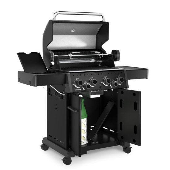 Broil King Grill gazowy Crown 490 Shadow z kuchenką boczną i palnikiem rożna + zestaw rożna obrotowego (865183PL)