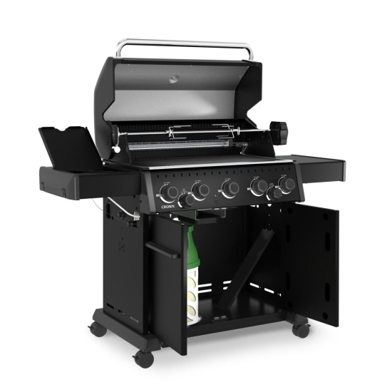 Broil King Grill gazowy Crown 590 Shadow z kuchenką boczną i palnikiem rożna + zestaw rożna obrotowego (866183PL)