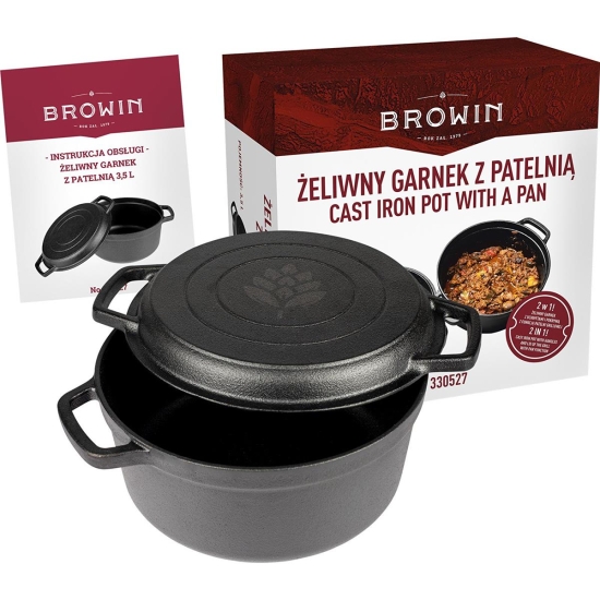 Browin Żeliwny garnek z patelnią-102021