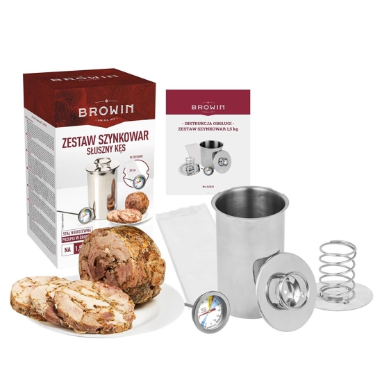 Browin Szynkowar 1,5 kg +termometr +worki 20szt Zestaw-102188