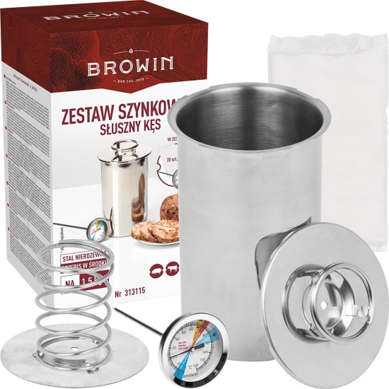 Browin Szynkowar 1,5 kg +termometr +worki 20szt Zestaw