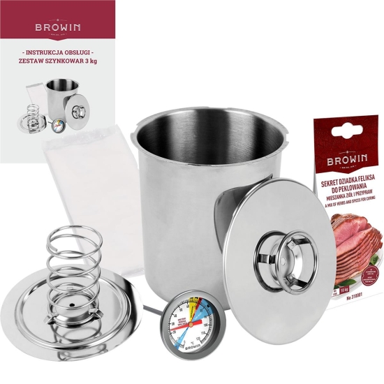 Browin Szynkowar 3 kg + termometr + worki 20szt - Zestaw