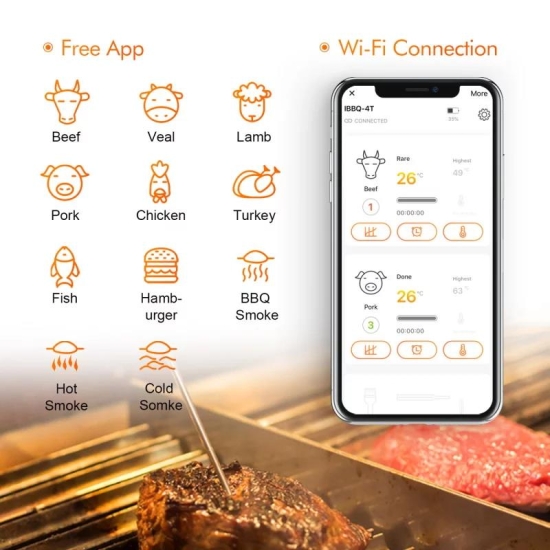 Inkbird Termometr cyfrowy Wi-Fi (IBBQ-4T)-105491