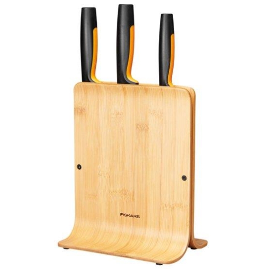 FISKARS Zestaw 3 noży w bloku bambusowym (1057553)
